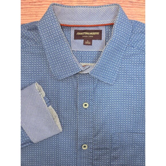 Johnston & Murphy Mens Blue Geometric Pattern Dress Large - Picture 4 of 8